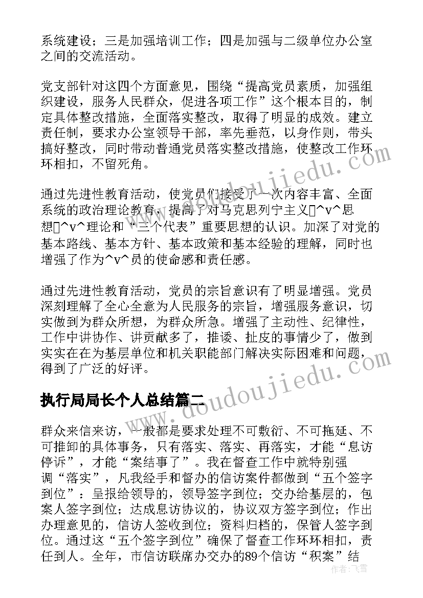 执行局局长个人总结(实用5篇)