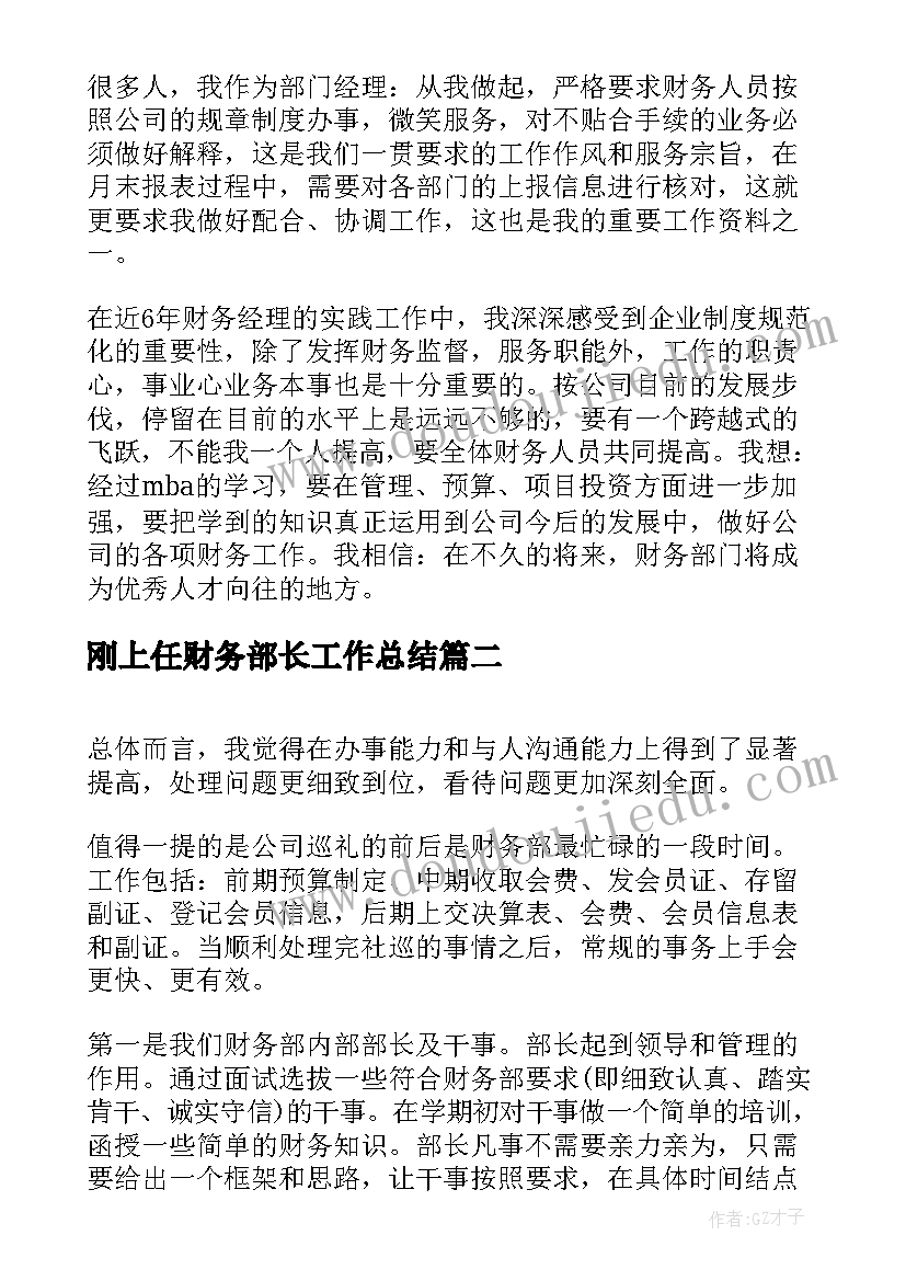 最新刚上任财务部长工作总结(通用9篇)