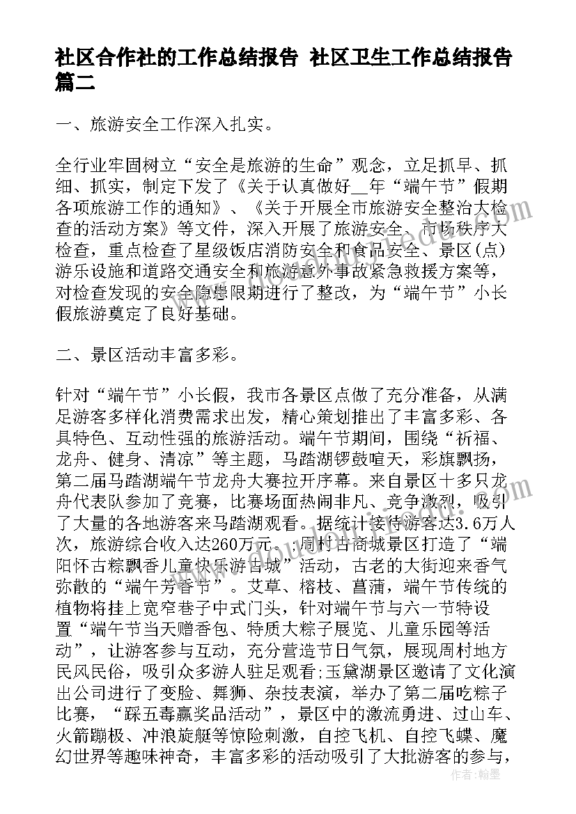 2023年社区合作社的工作总结报告 社区卫生工作总结报告(大全9篇)