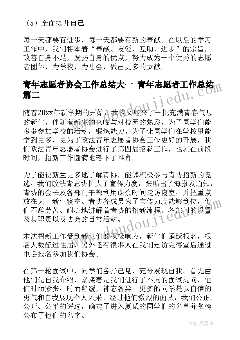 2023年青年志愿者协会工作总结大一 青年志愿者工作总结(优秀10篇)