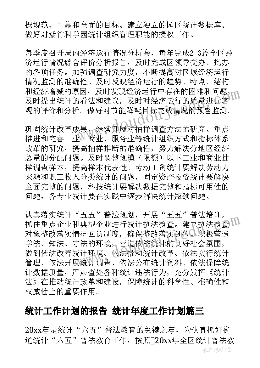 2023年统计工作计划的报告 统计年度工作计划(实用10篇)