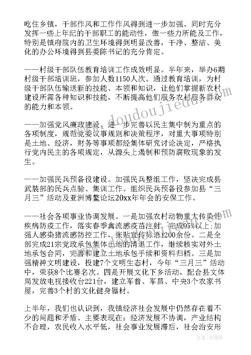 乡镇半年经济工作总结汇报(优质9篇)