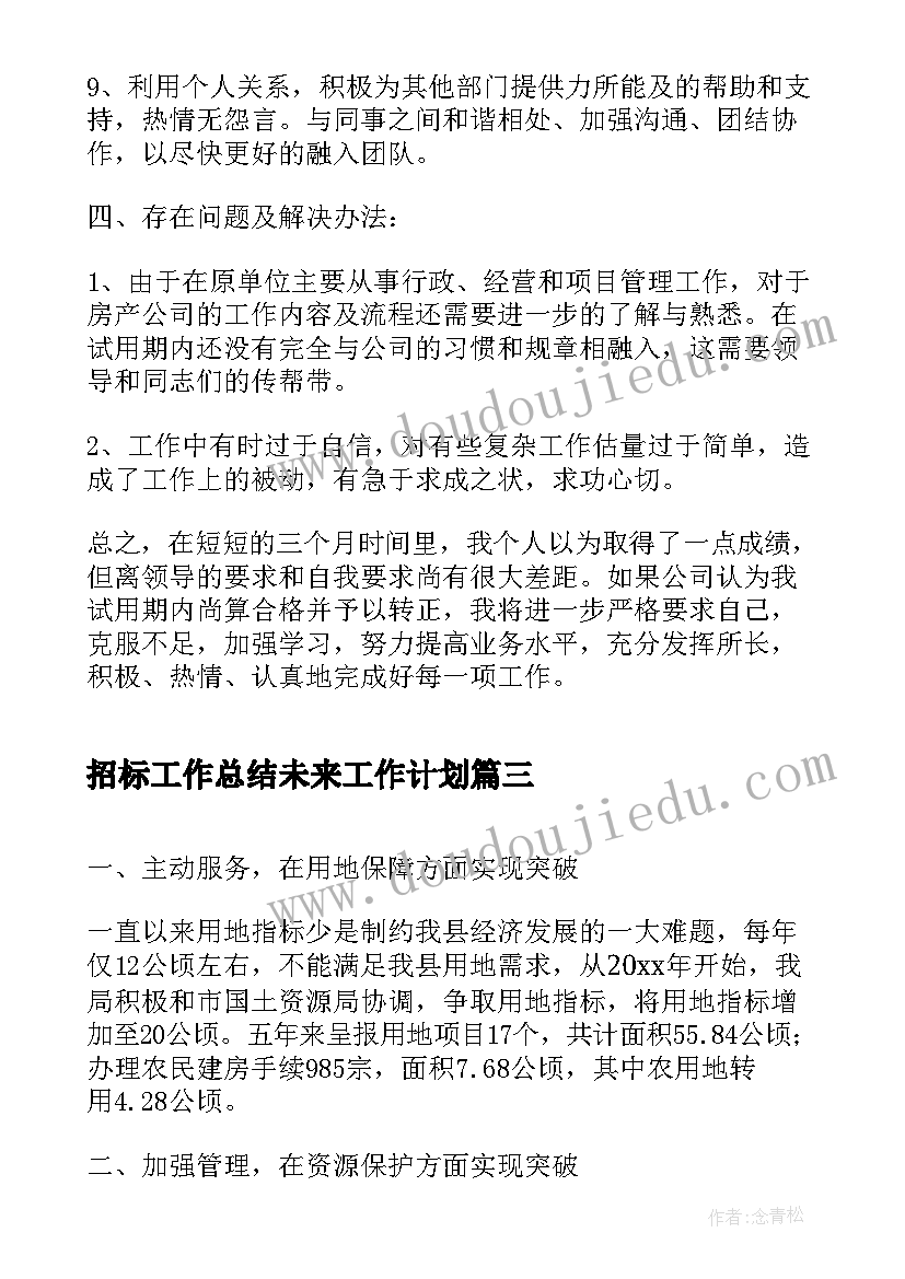 招标工作总结未来工作计划(精选5篇)