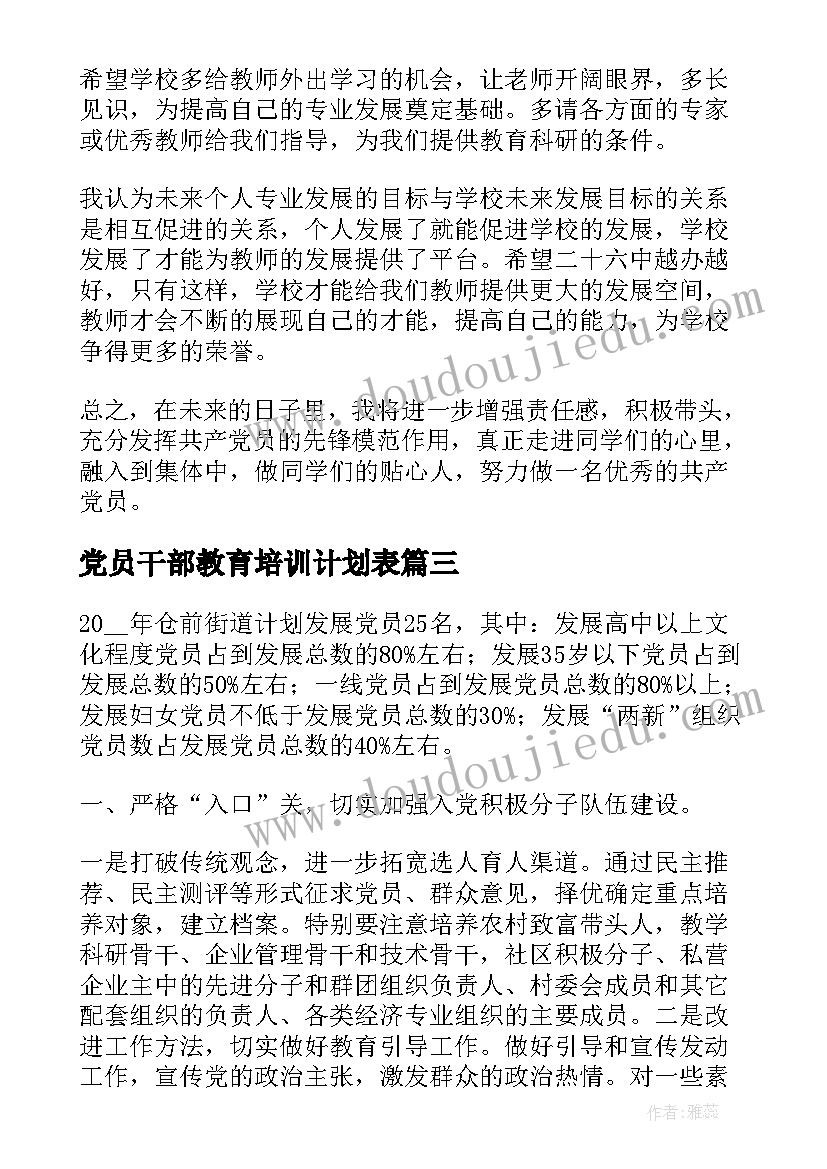 最新党员干部教育培训计划表(汇总8篇)