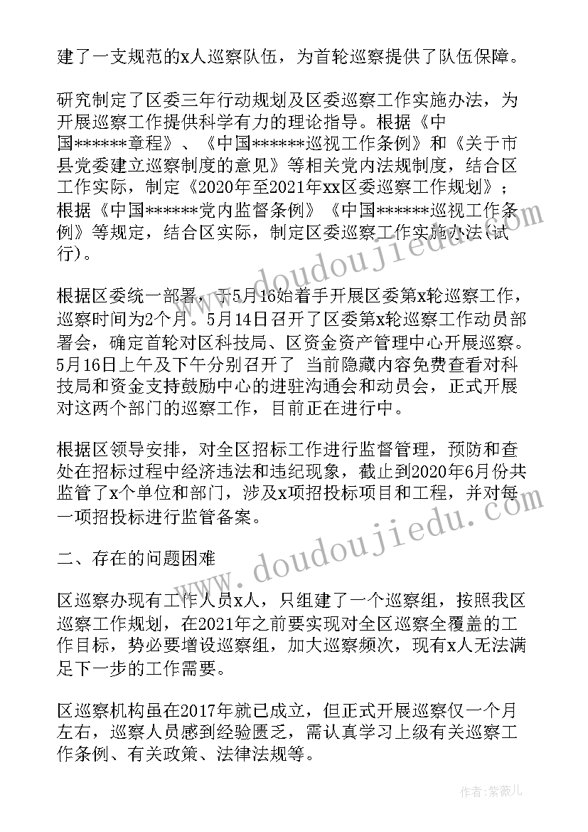 区委巡察督查整改工作计划(大全5篇)