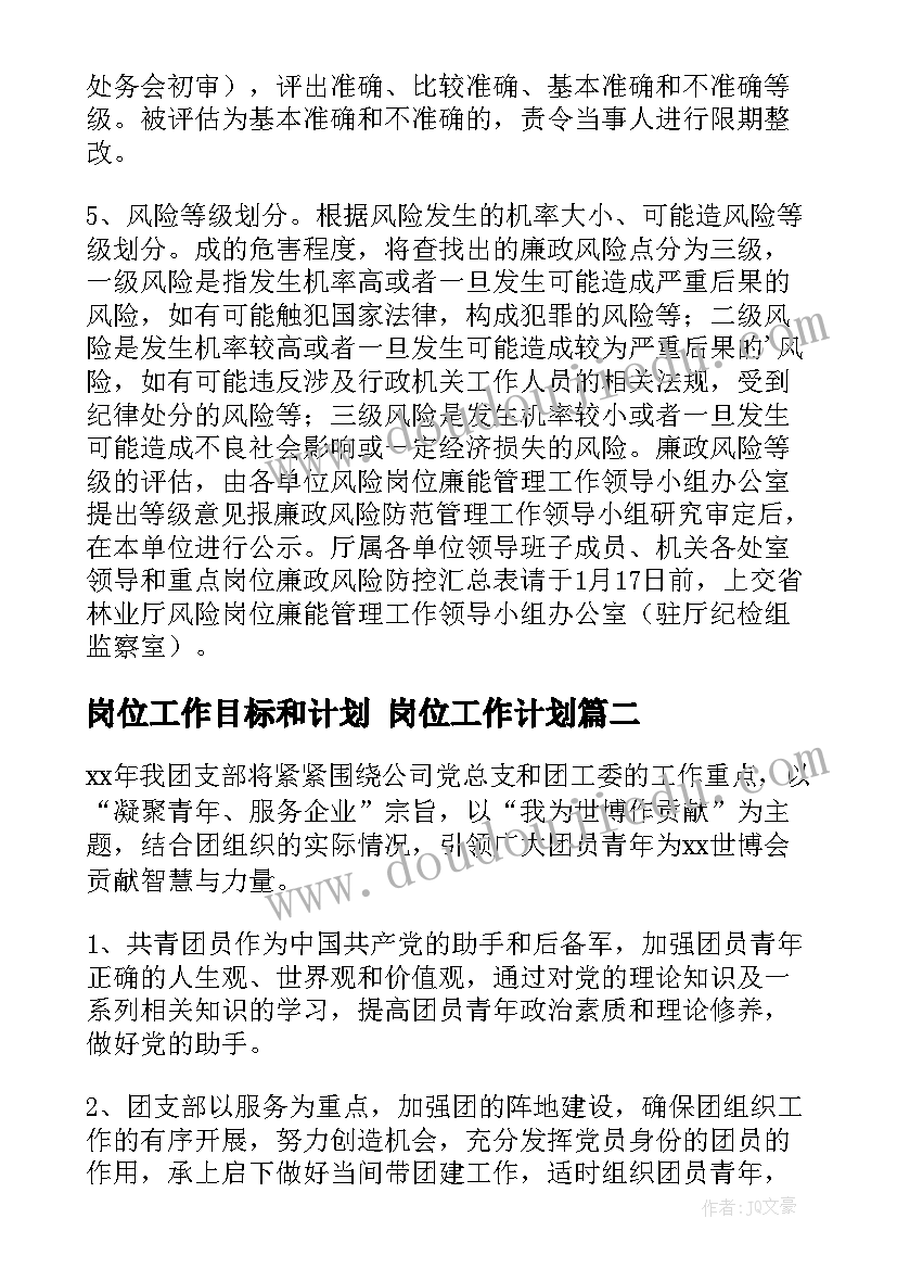 2023年岗位工作目标和计划 岗位工作计划(通用6篇)