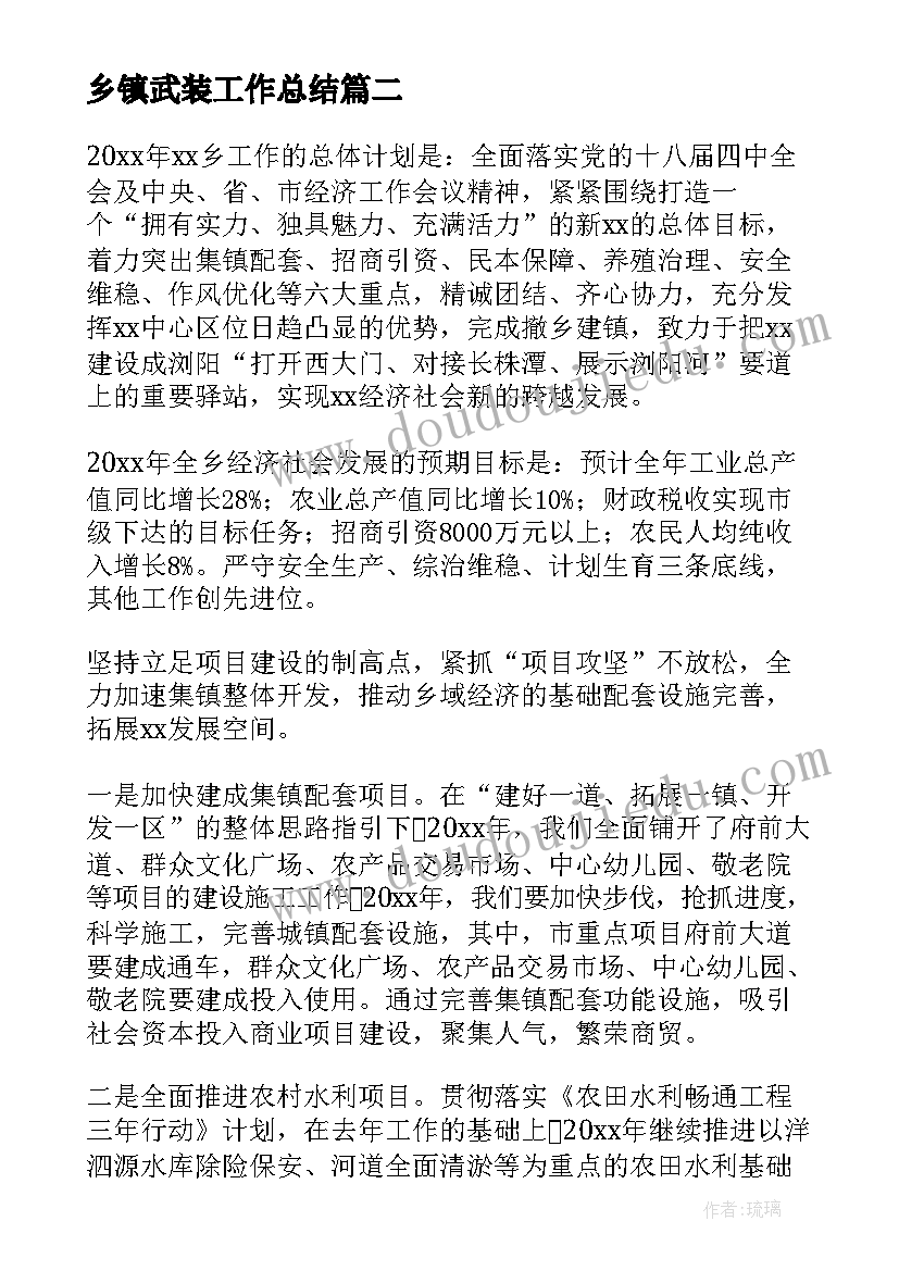 2023年乡镇武装工作总结(大全10篇)