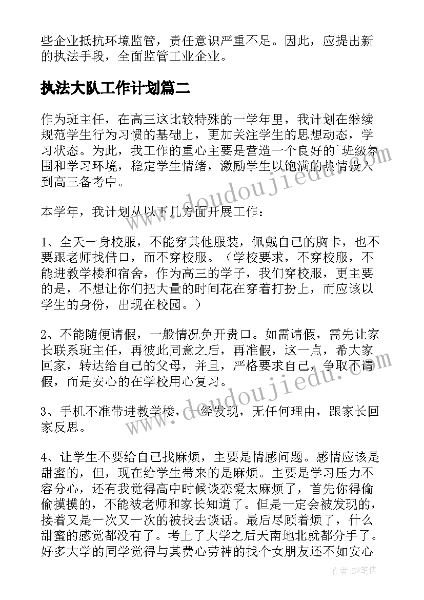 2023年执法大队工作计划(模板9篇)