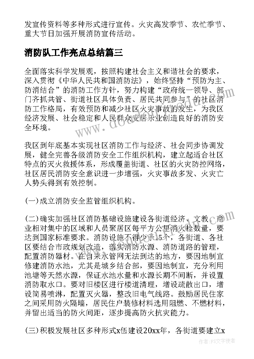 2023年消防队工作亮点总结(大全8篇)