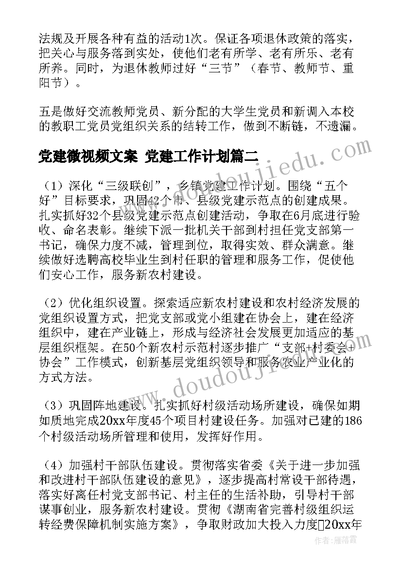 最新党建微视频文案 党建工作计划(大全10篇)