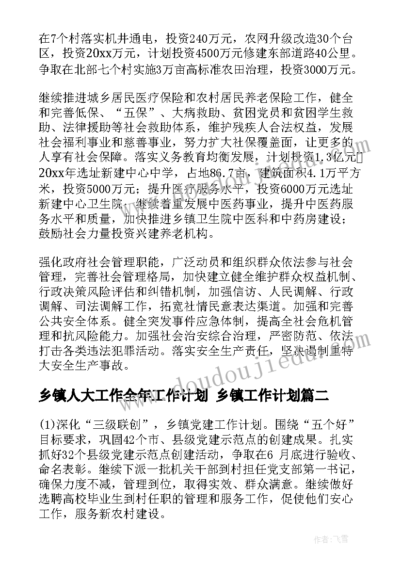 2023年乡镇人大工作全年工作计划 乡镇工作计划(通用8篇)