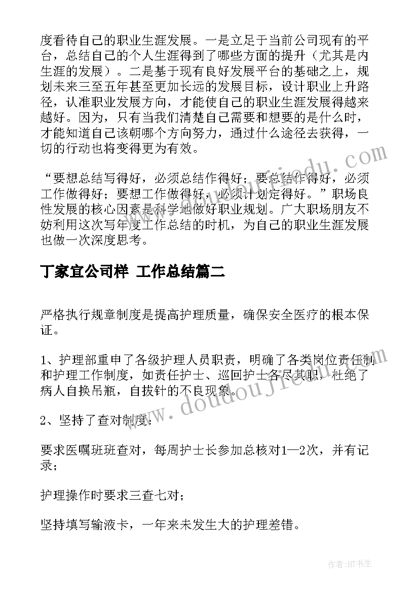 2023年丁家宜公司样 工作总结(通用8篇)