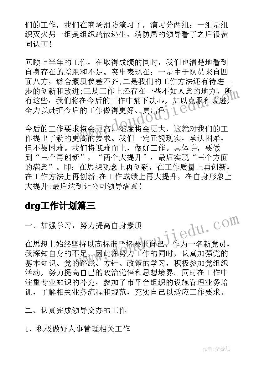 最新drg工作计划(精选5篇)