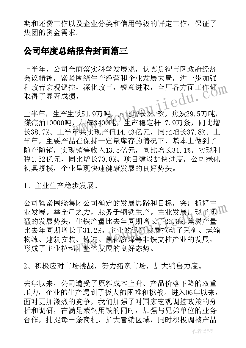 最新公司年度总结报告封面(优质5篇)