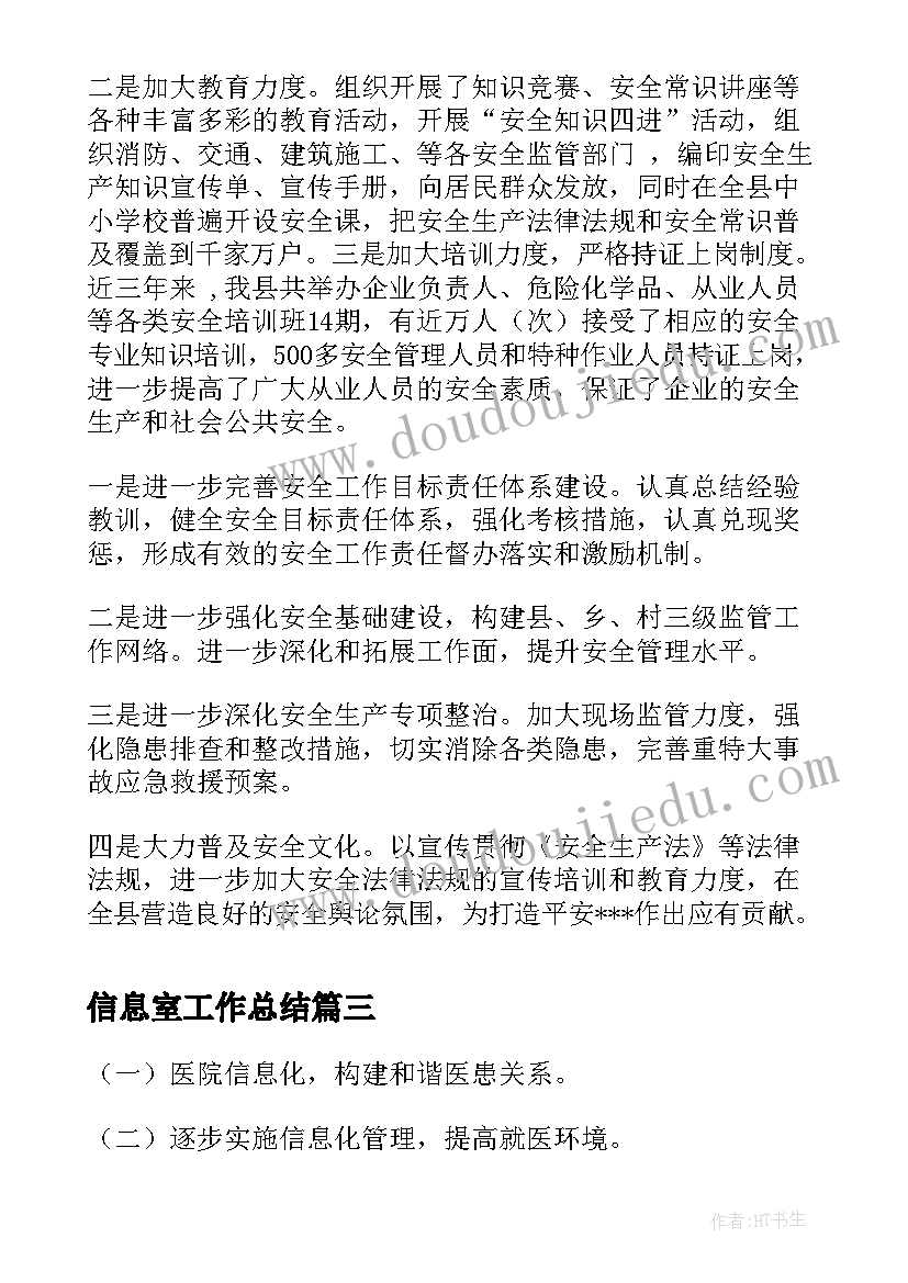 2023年信息室工作总结(通用5篇)