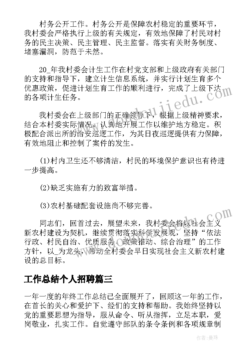 工作总结个人招聘(实用8篇)