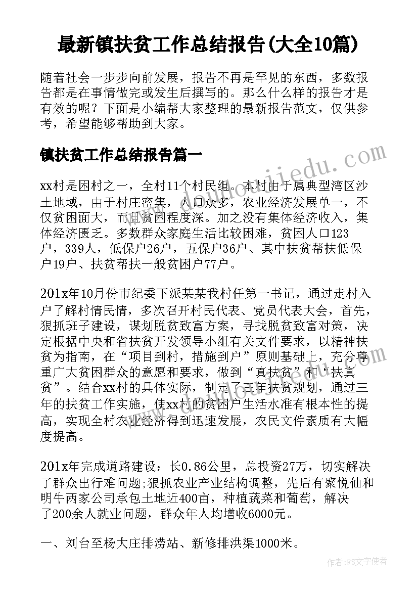 最新镇扶贫工作总结报告(大全10篇)