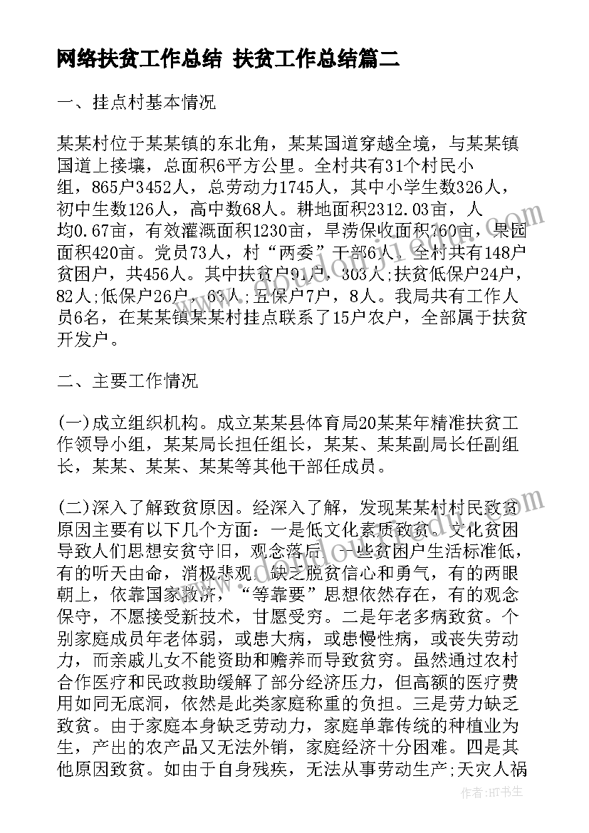 2023年网络扶贫工作总结 扶贫工作总结(汇总10篇)