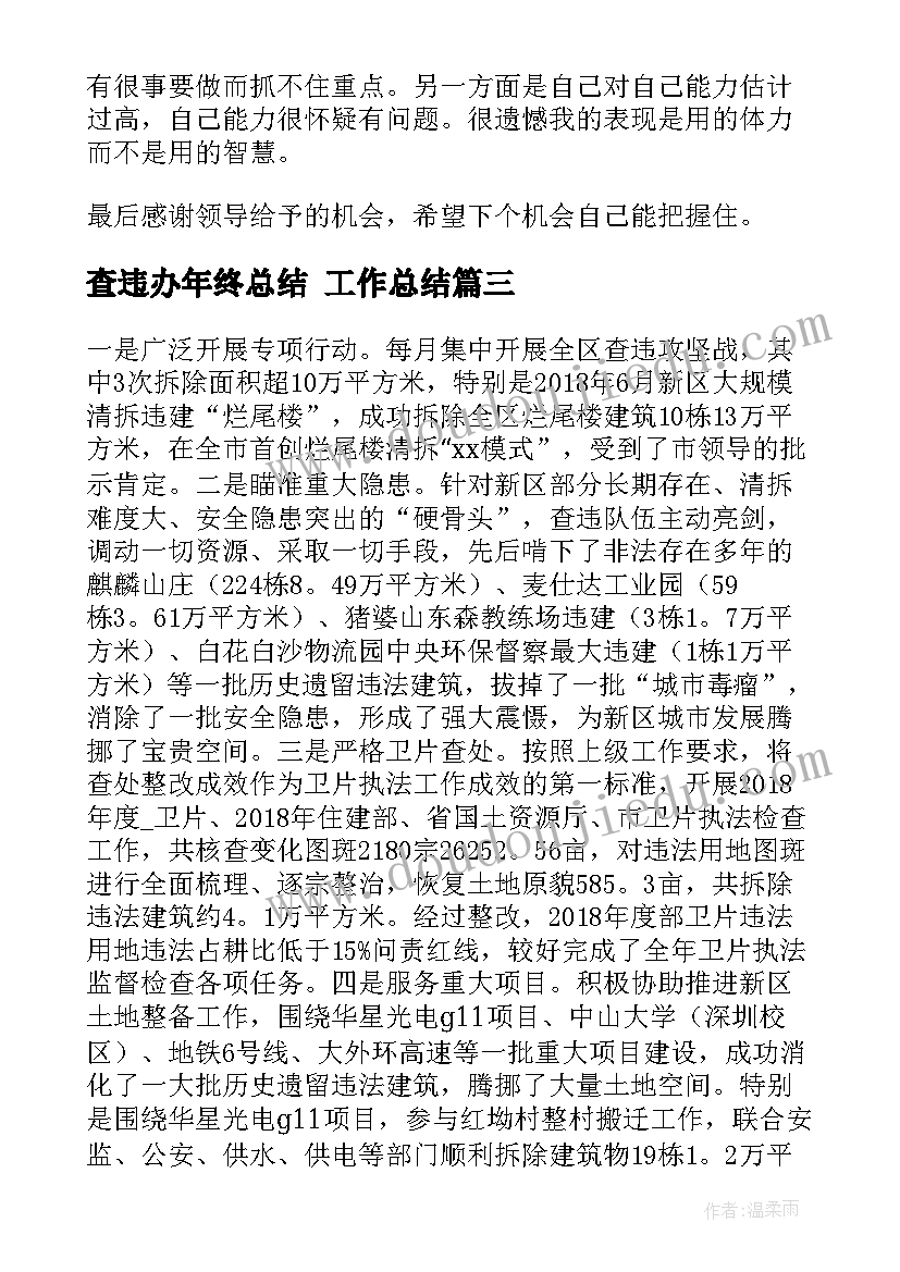 查违办年终总结 工作总结(模板5篇)