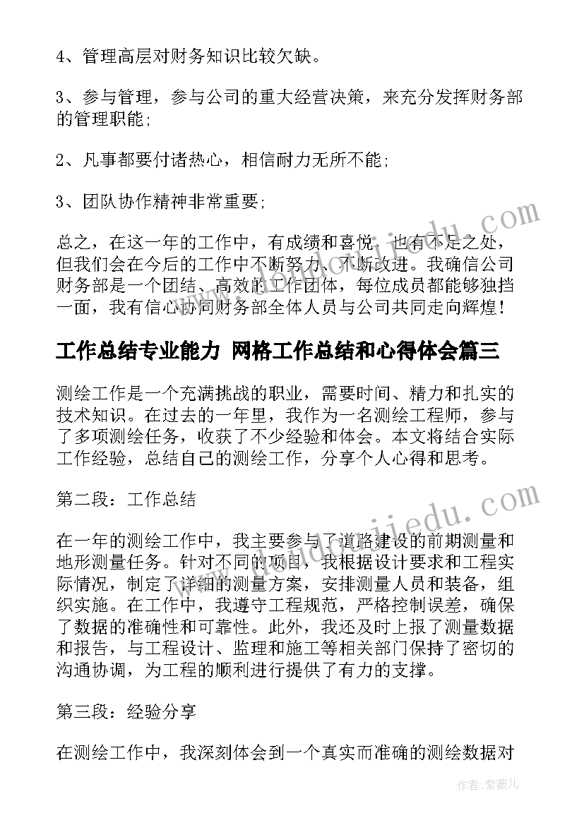 2023年工作总结专业能力 网格工作总结和心得体会(汇总7篇)