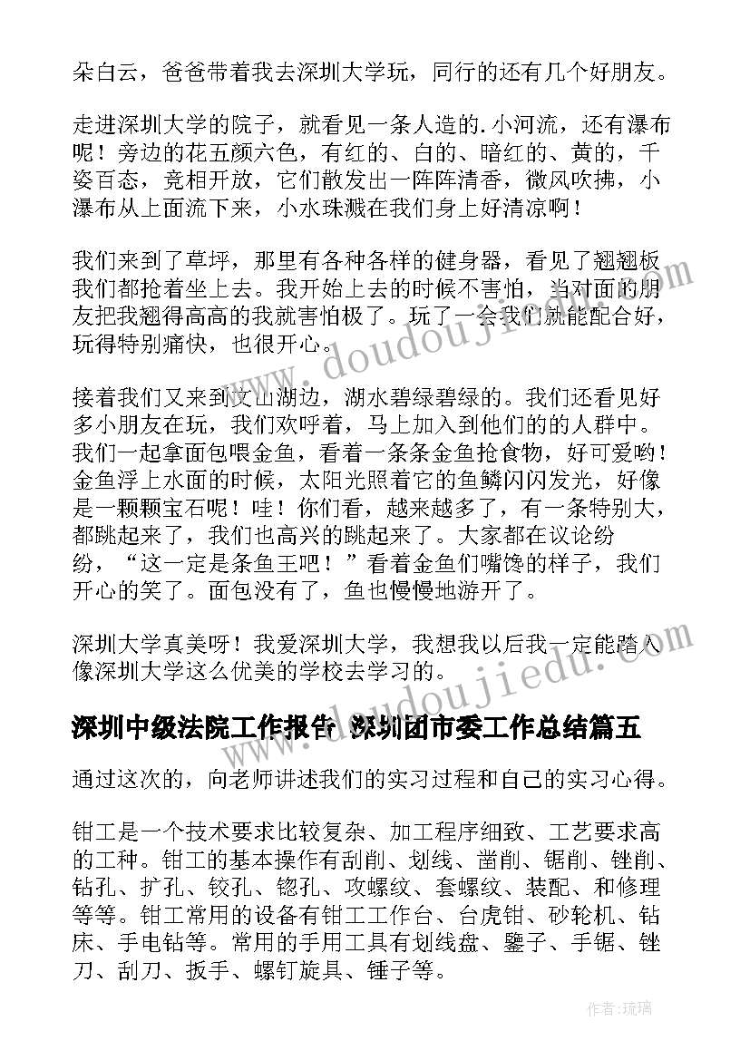 2023年深圳中级法院工作报告 深圳团市委工作总结(实用8篇)