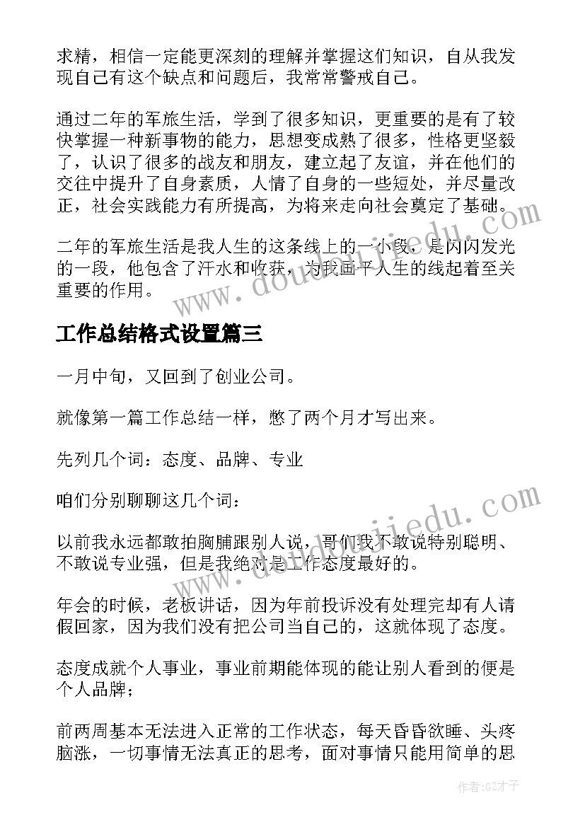 2023年工作总结格式设置(通用8篇)