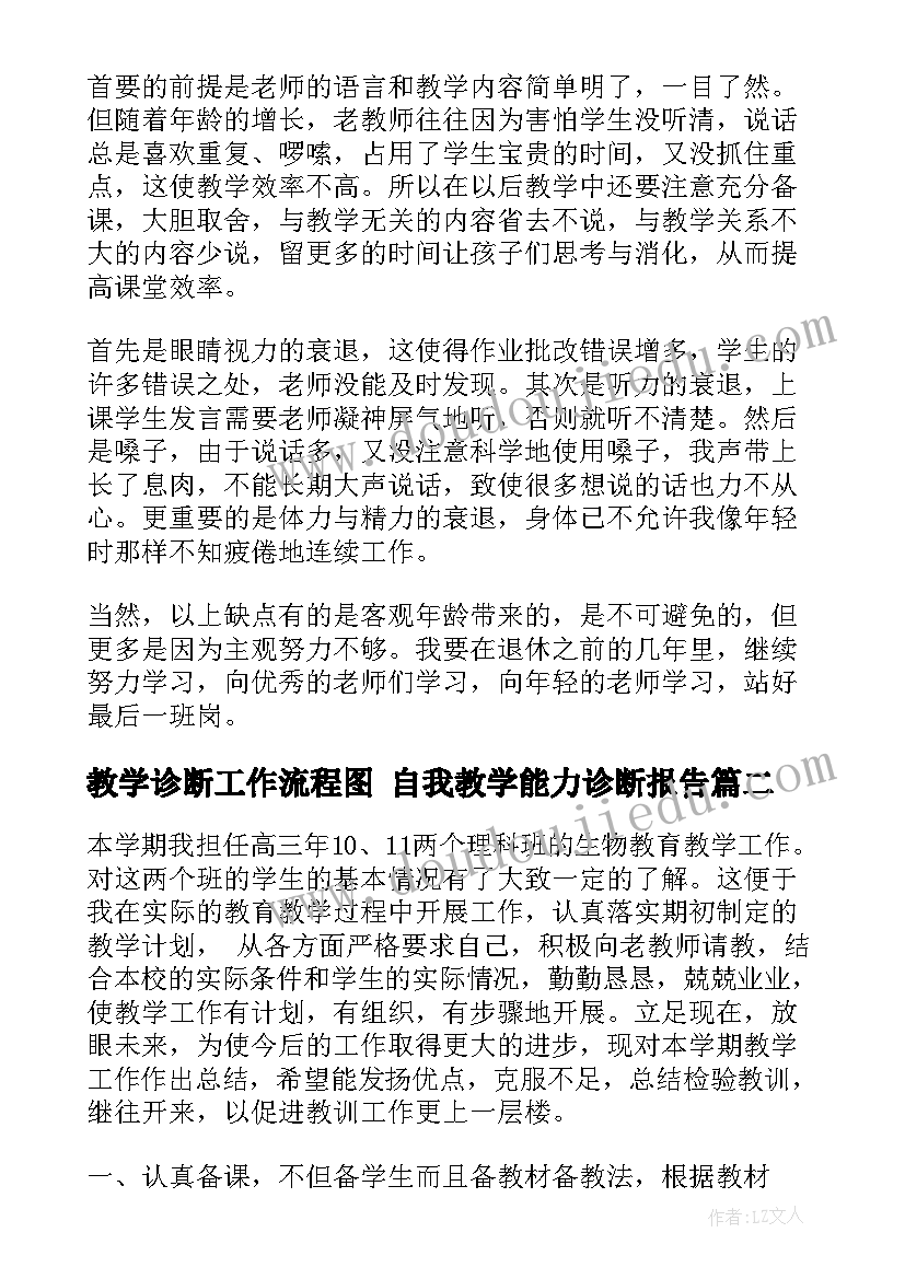 教学诊断工作流程图 自我教学能力诊断报告(精选8篇)