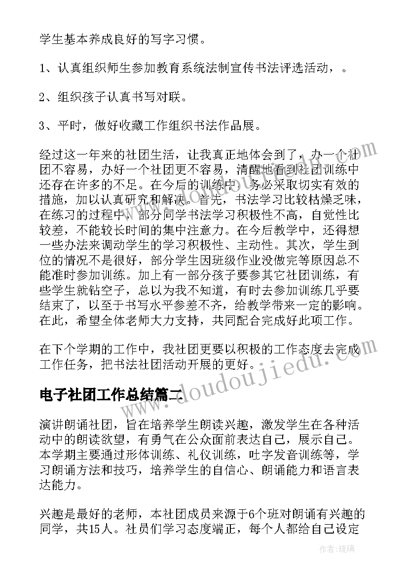 2023年电子社团工作总结(模板5篇)