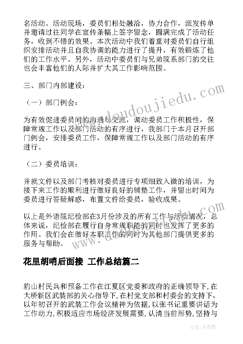 2023年花里胡哨后面接 工作总结(优质10篇)