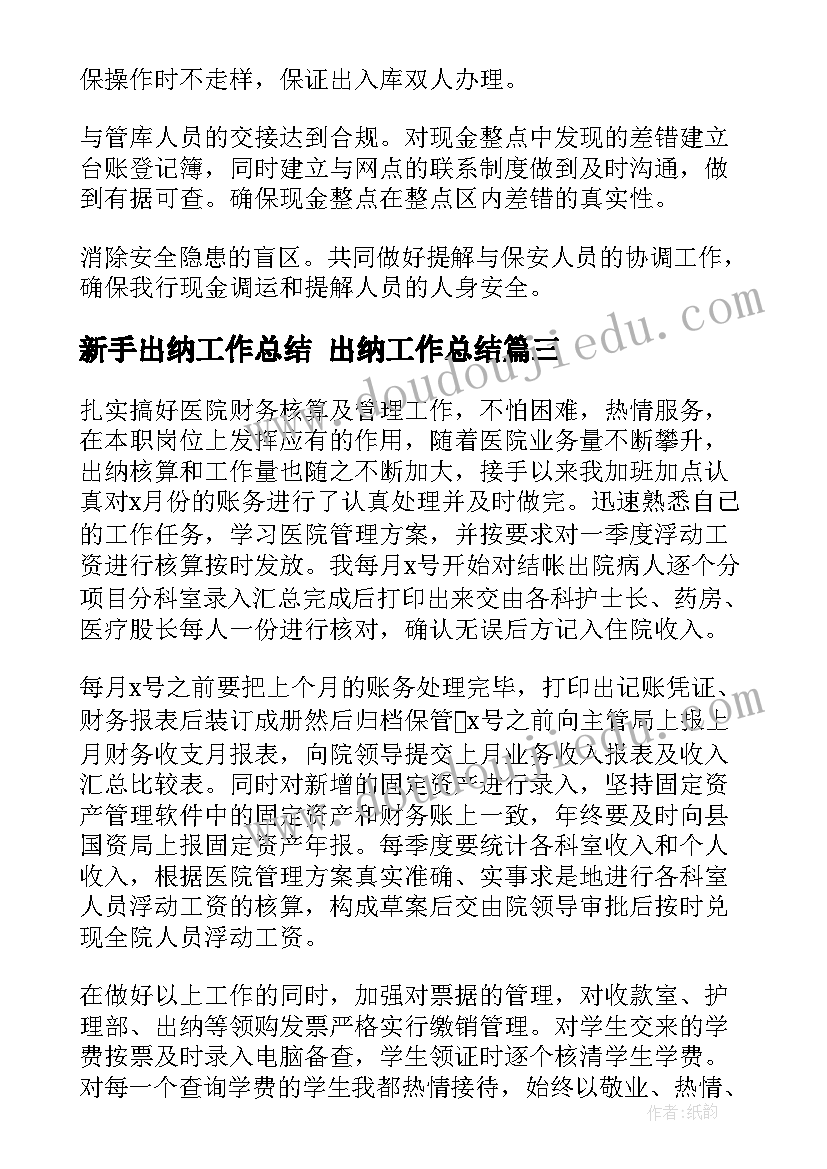 2023年新手出纳工作总结 出纳工作总结(汇总8篇)