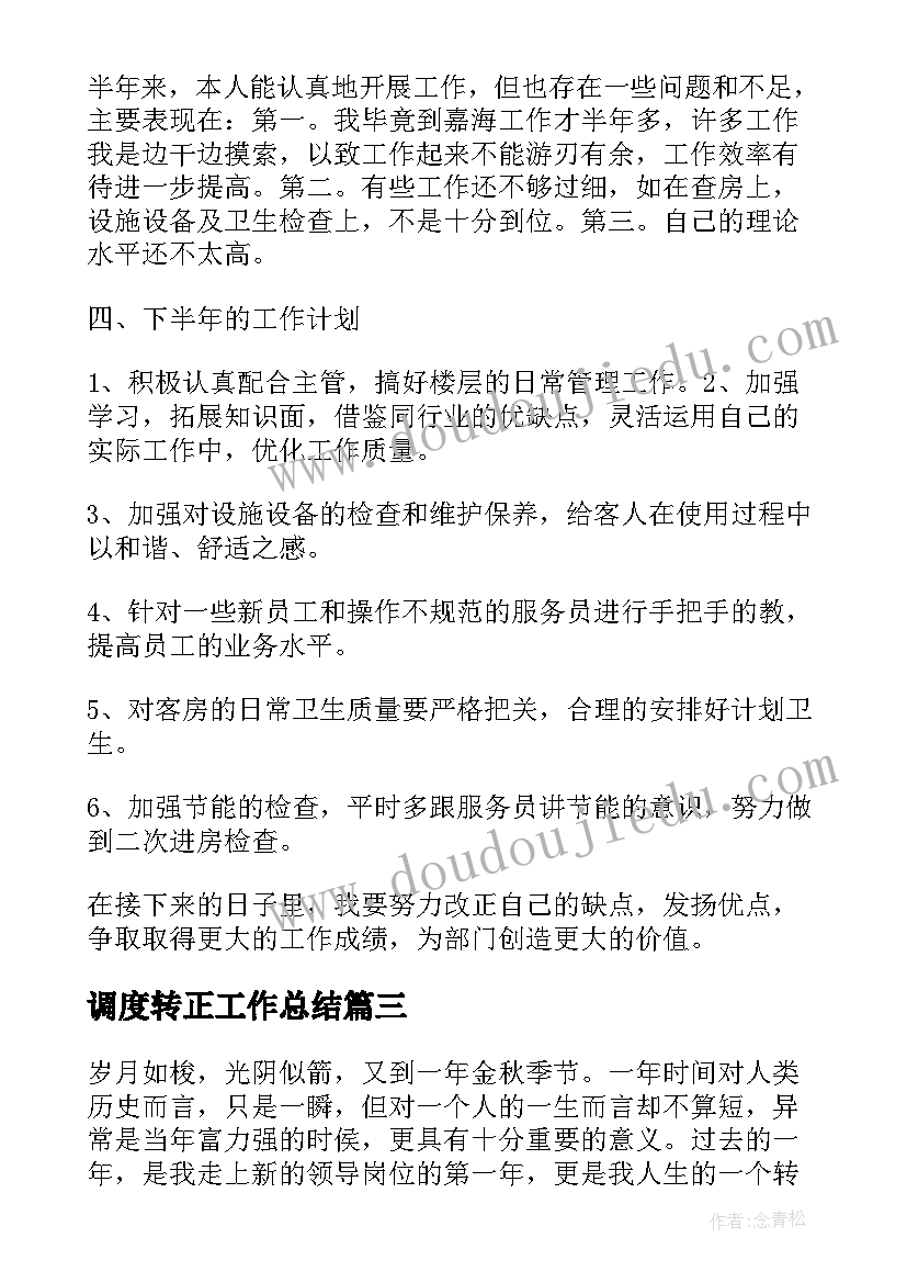 最新调度转正工作总结(通用10篇)