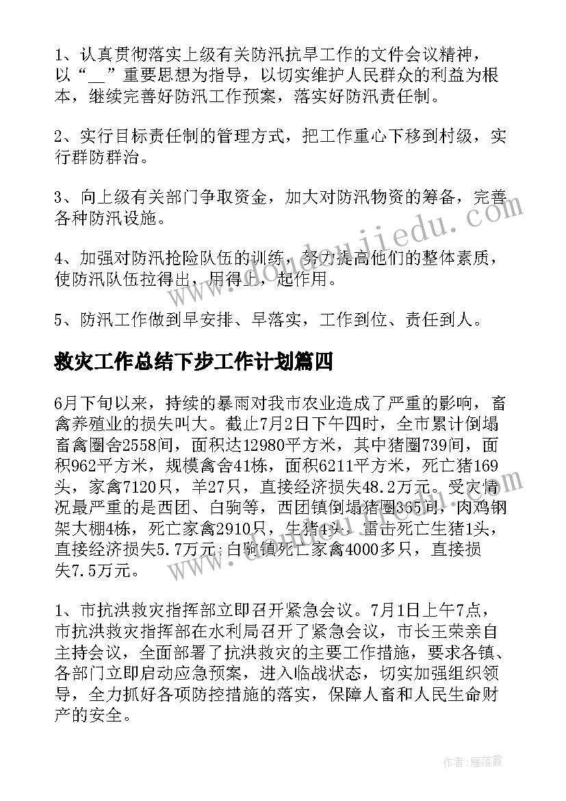 2023年救灾工作总结下步工作计划(模板9篇)