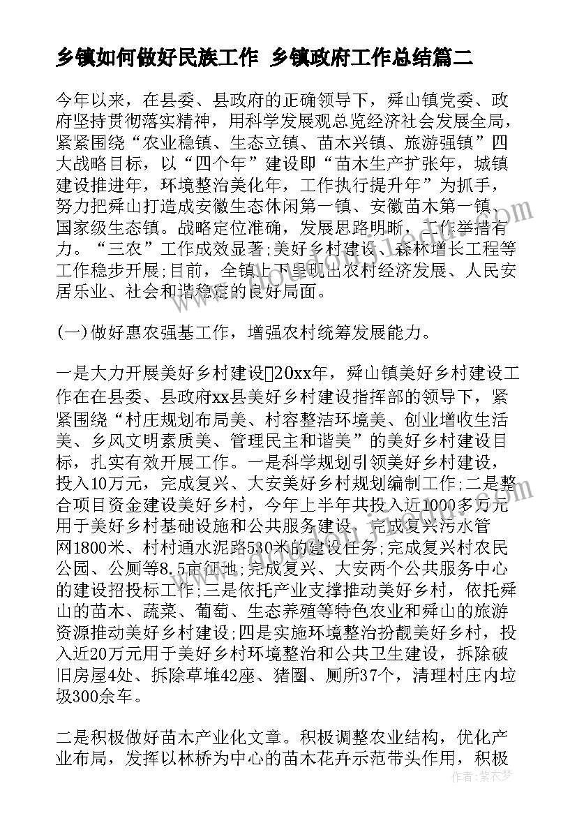 最新乡镇如何做好民族工作 乡镇政府工作总结(精选7篇)