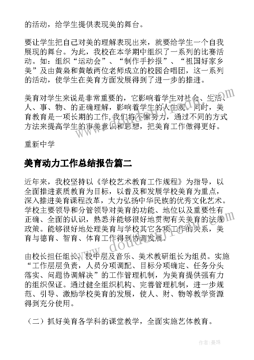 美育动力工作总结报告(通用5篇)