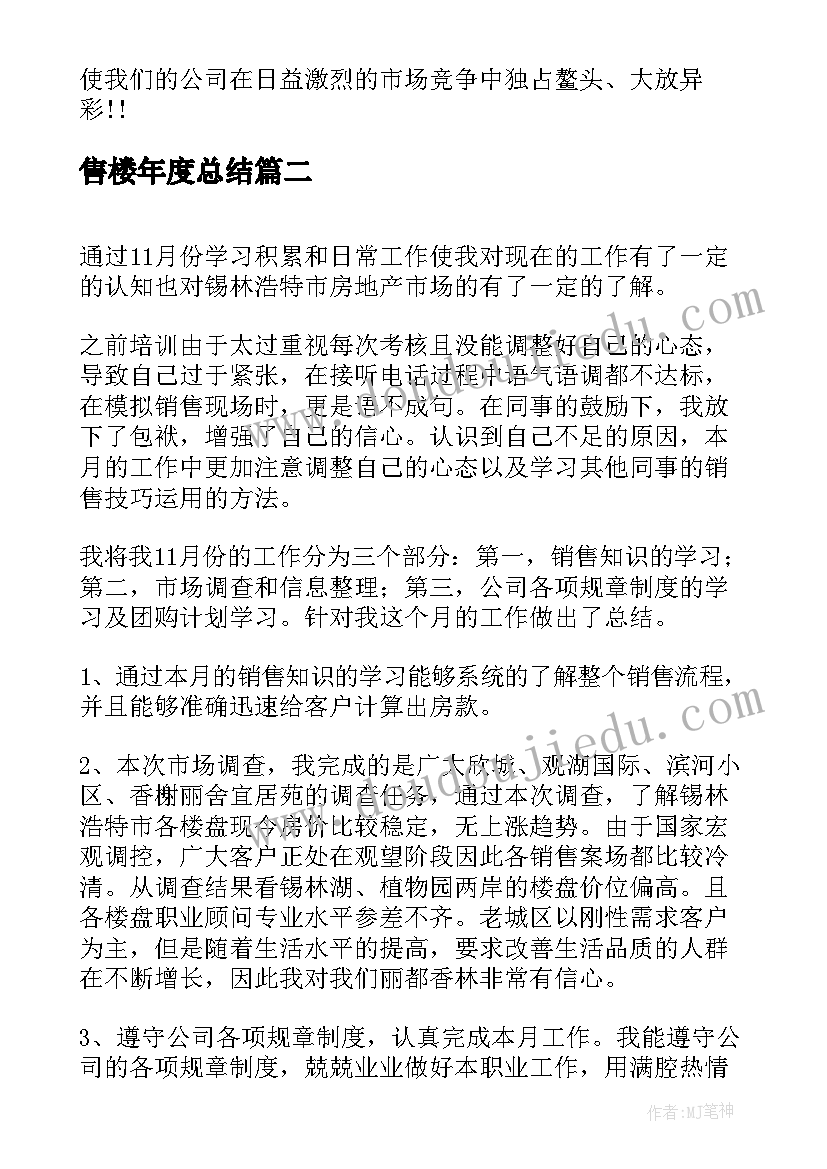 最新售楼年度总结(通用10篇)