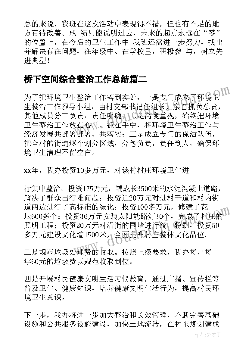 2023年桥下空间综合整治工作总结(实用6篇)