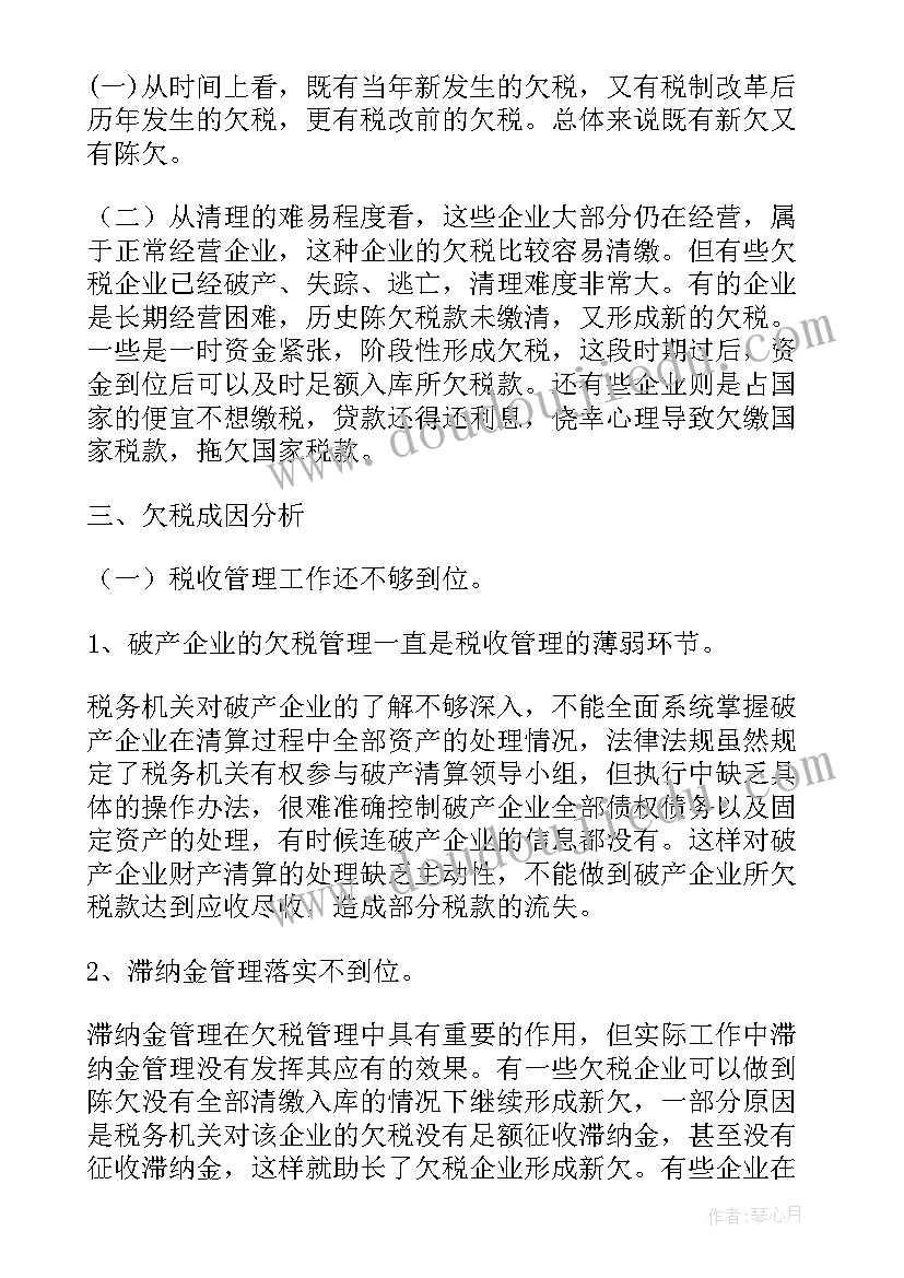 车牌号清 欠税清理工作总结(模板7篇)