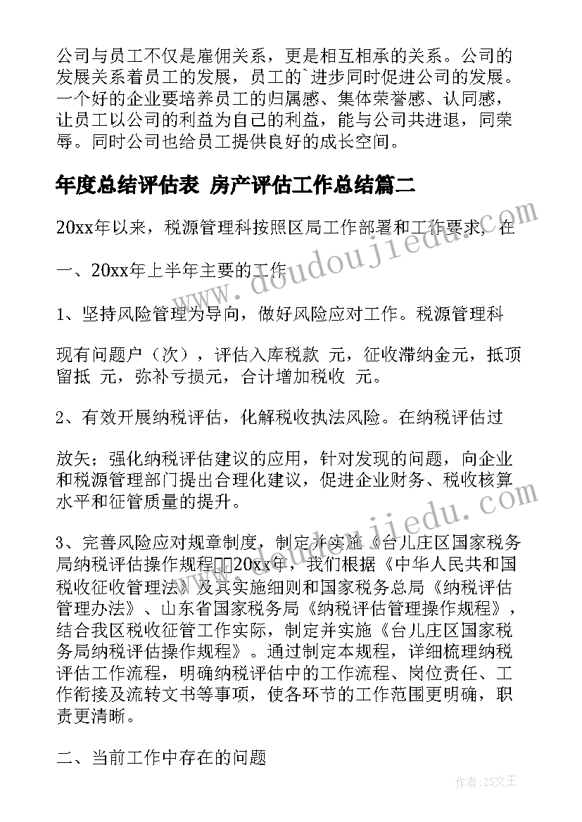 2023年年度总结评估表 房产评估工作总结(汇总10篇)