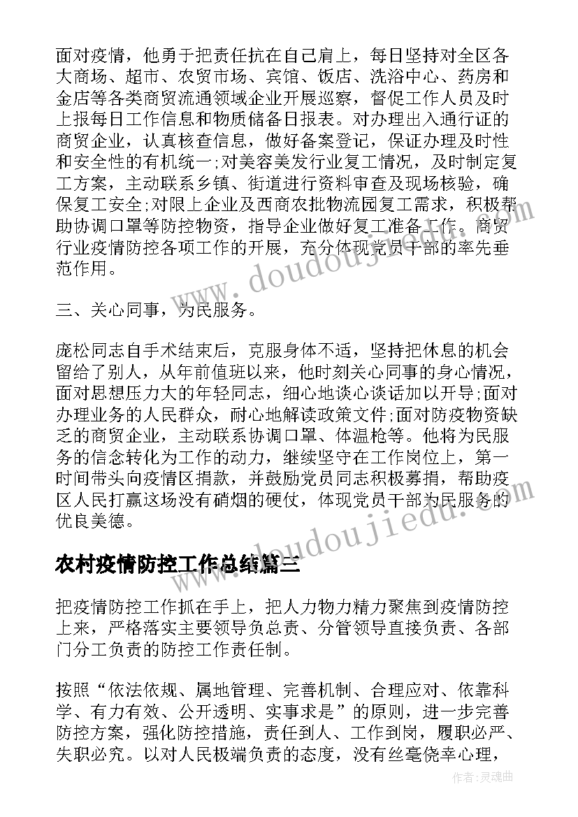 2023年农村疫情防控工作总结(汇总8篇)