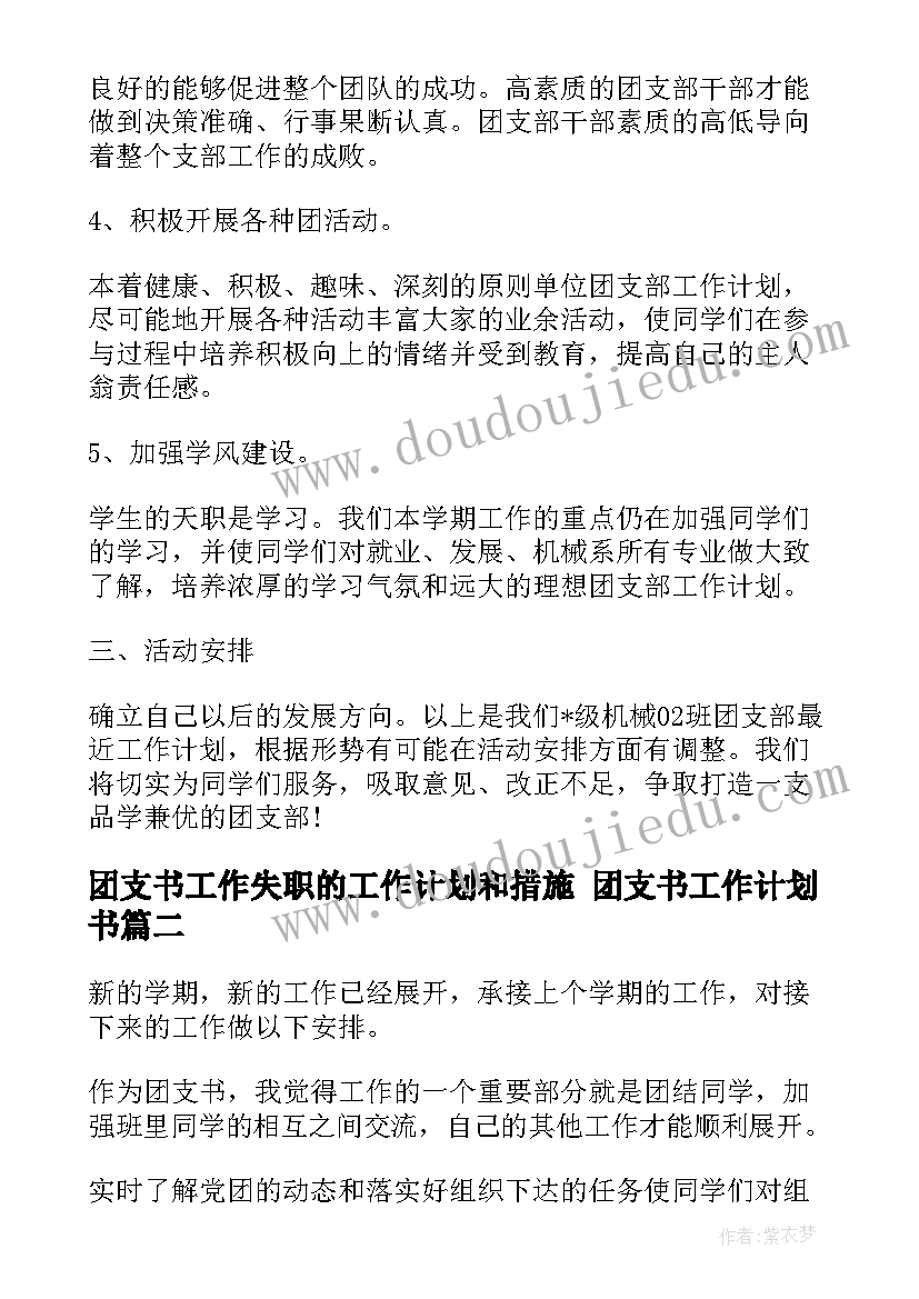 2023年团支书工作失职的工作计划和措施 团支书工作计划书(大全9篇)