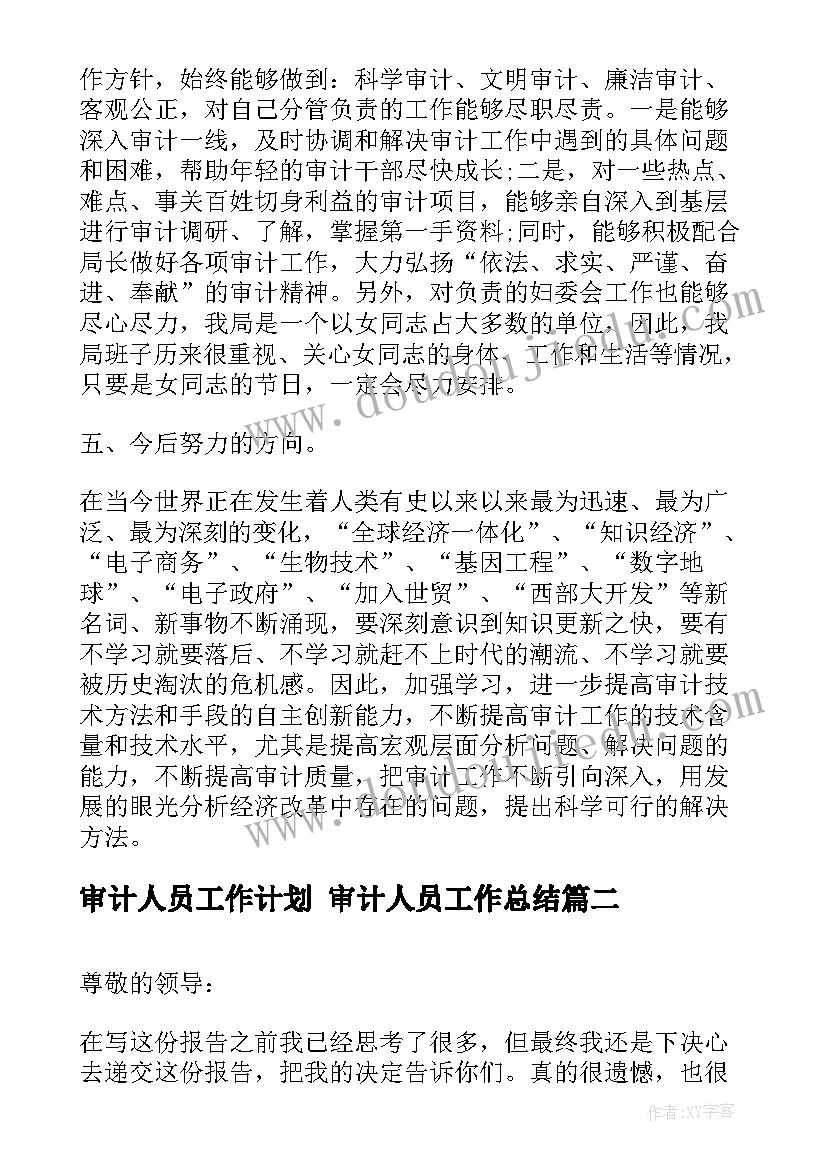 最新审计人员工作计划 审计人员工作总结(精选8篇)