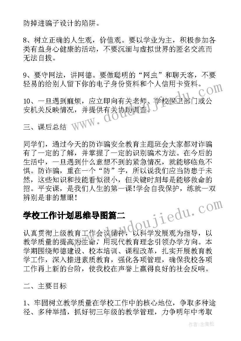 2023年学校工作计划思维导图(实用10篇)