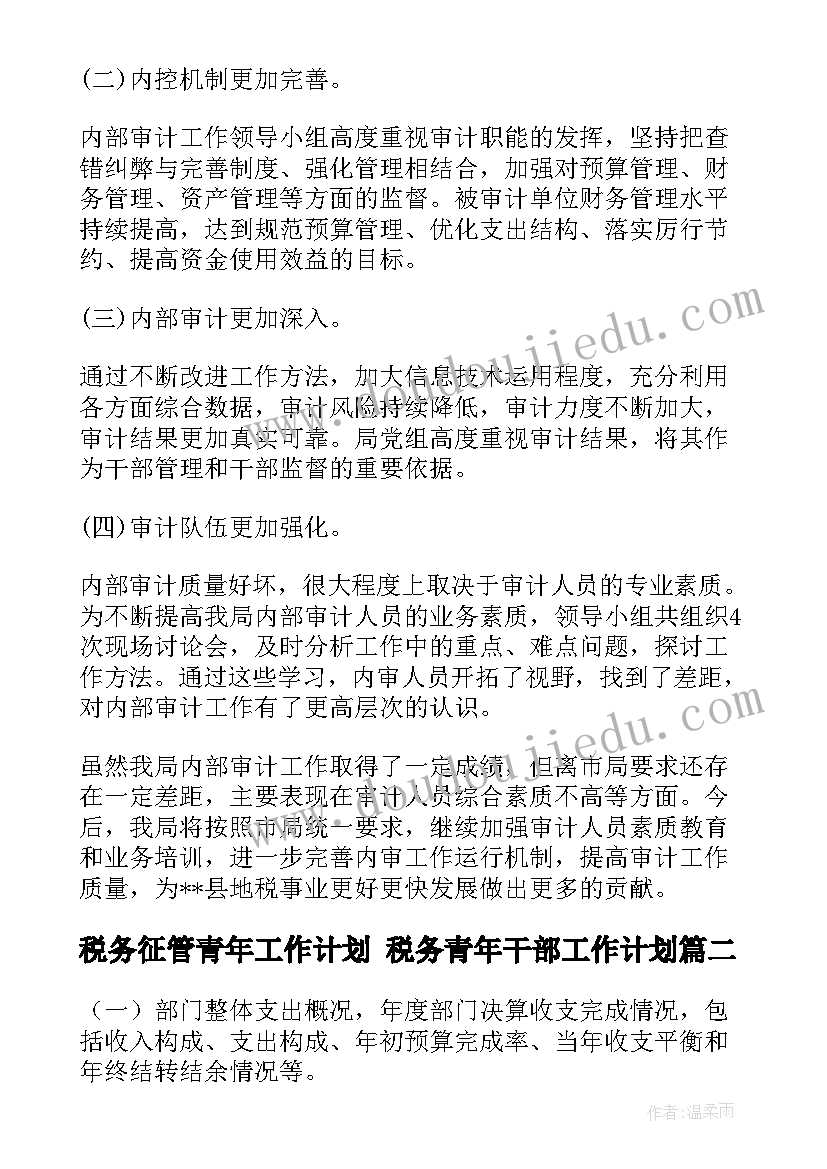 2023年税务征管青年工作计划 税务青年干部工作计划(大全5篇)