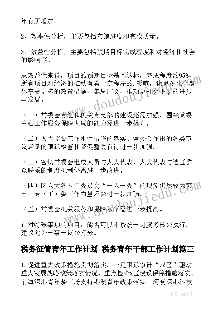 2023年税务征管青年工作计划 税务青年干部工作计划(大全5篇)