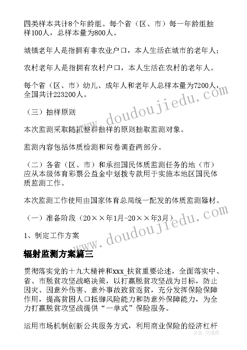 最新辐射监测方案(优质8篇)