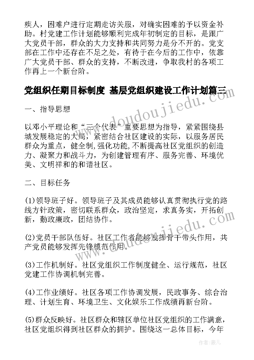 党组织任期目标制度 基层党组织建设工作计划(实用7篇)