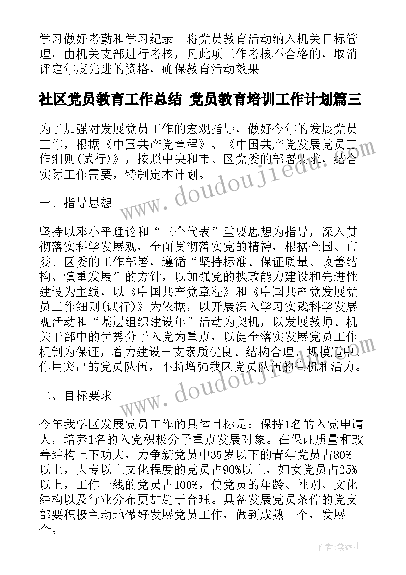 最新社区党员教育工作总结 党员教育培训工作计划(精选7篇)