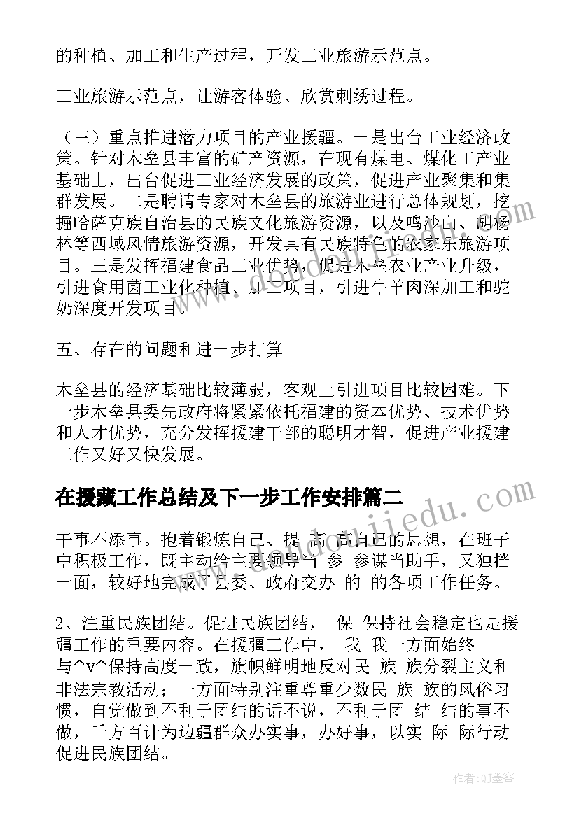 在援藏工作总结及下一步工作安排(优质5篇)