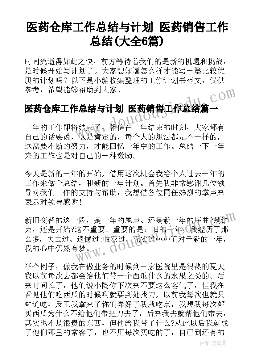 医药仓库工作总结与计划 医药销售工作总结(大全6篇)