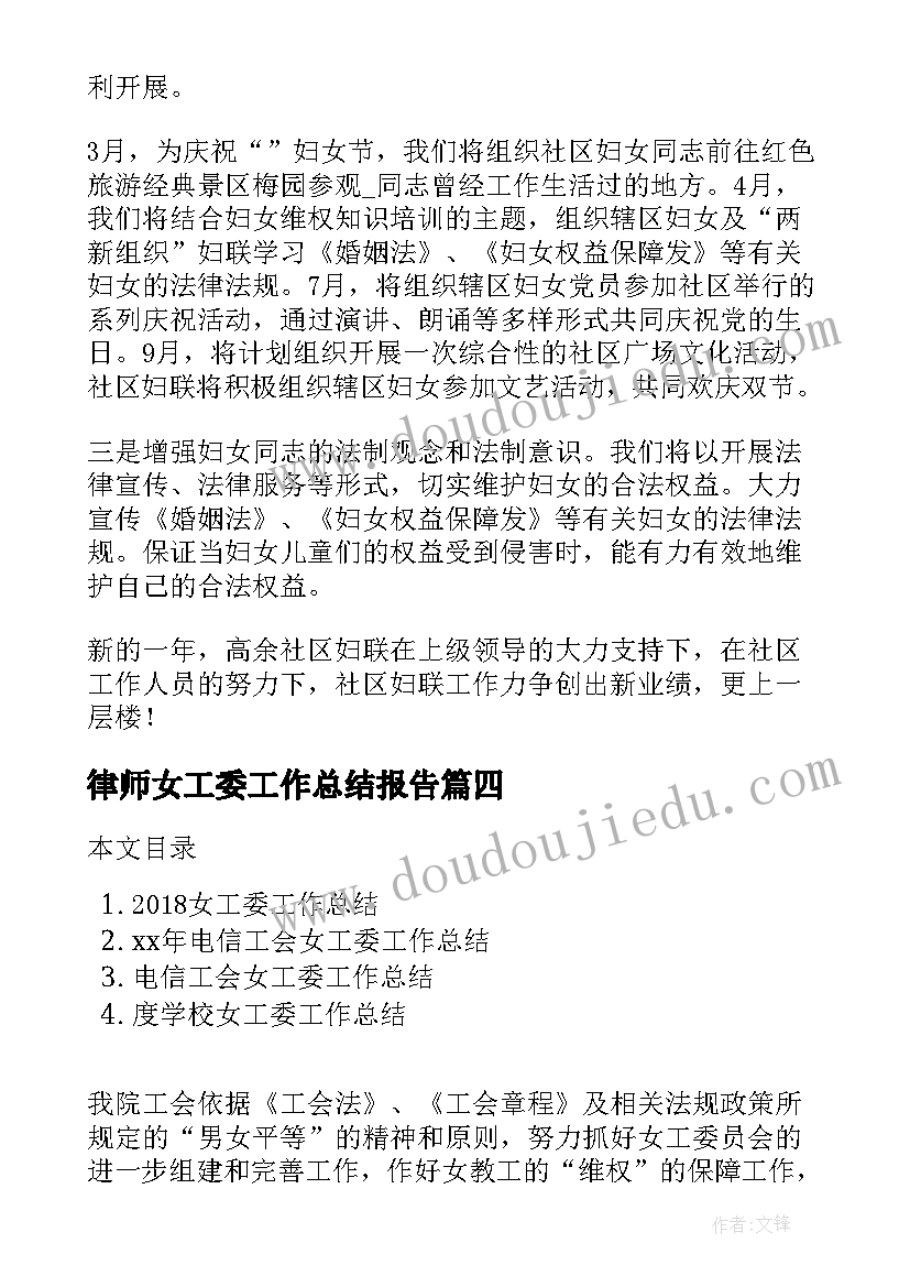 律师女工委工作总结报告(模板9篇)